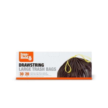 IRON-HOLD Trash Bags Blk 30G 20Pk 1372525